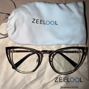 ZEELOOL Cat Eye Glasses in Black and Gold